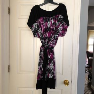 Eloquii Purple and Black Bloused Dress